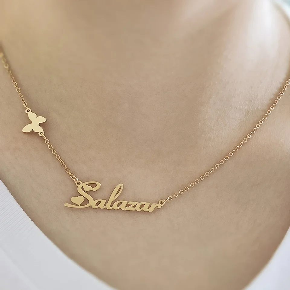 Collana Donna Personalizzata Con Iniziale E Farfalla - Placcata Oro 18K Con Zirconi - Catena Regolabile - Idea Regalo Compleanno - 2