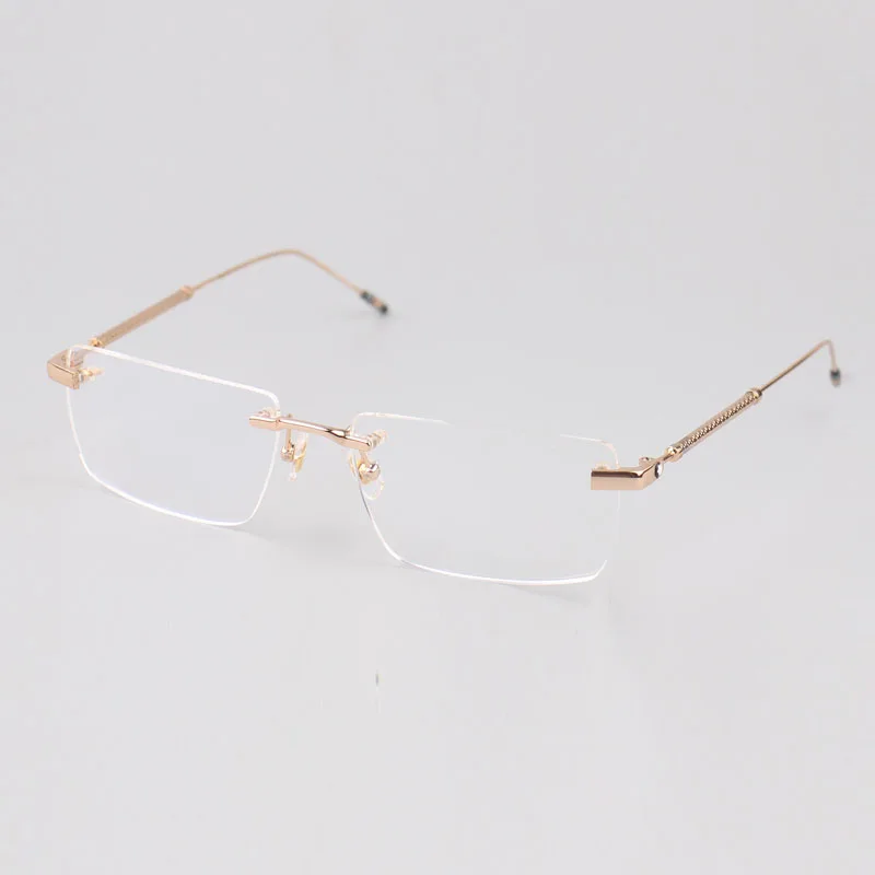 Hexagonal Vintage Luxury Rimless Ultralight Square Optical Eyeglasses ...