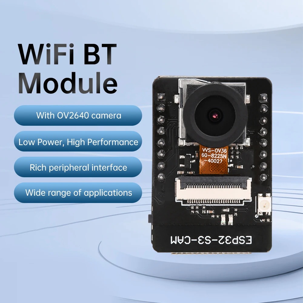 รูปสินค้า บอร์ดพัฒนาบลูทูธ Wi-Fi ESP32-S3-CAM ไมโคร USB โมดูล N16R8 ESP32-S3-WROOM-1ออนบอร์ดพร้อมกล้อง OV3660 OV2640