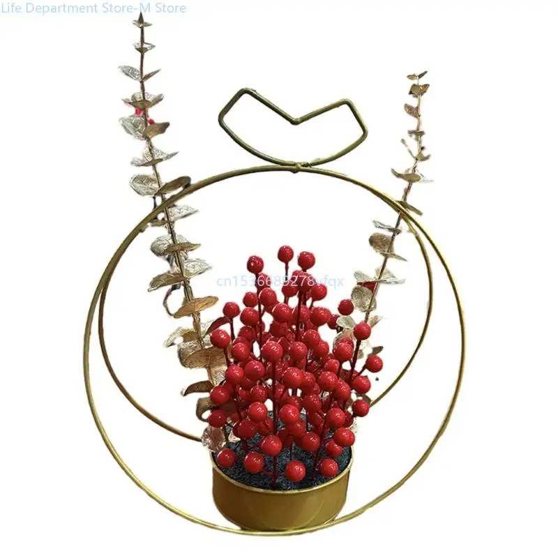 

Chinese New Year Artificial Berries Flower Basket Fake Plant Ornament Party Gift