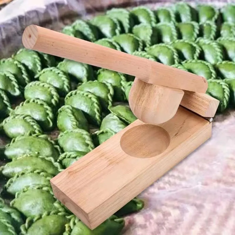 Dumpling Wrapper Maker Wood Mochi Skin Maker Hand Press Manual Dough Presser Durable Qingtuan Ball Mould Baking