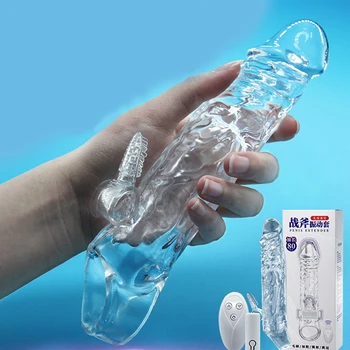 Remote Control Reusable Penis Enlargement Penis Extender Reusable Condoms Sex Toys for Men Dick Enlarger Extend 8cm Cock Sleeve 4