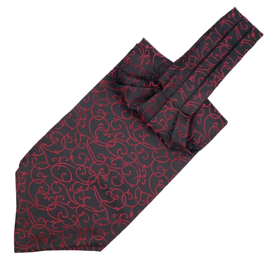 

Fashion Mens Black Blue Red Floral Vintage Neckwear Cravat Ascot Tie Gentleman Self Tied Polyester Silk Neck Tie