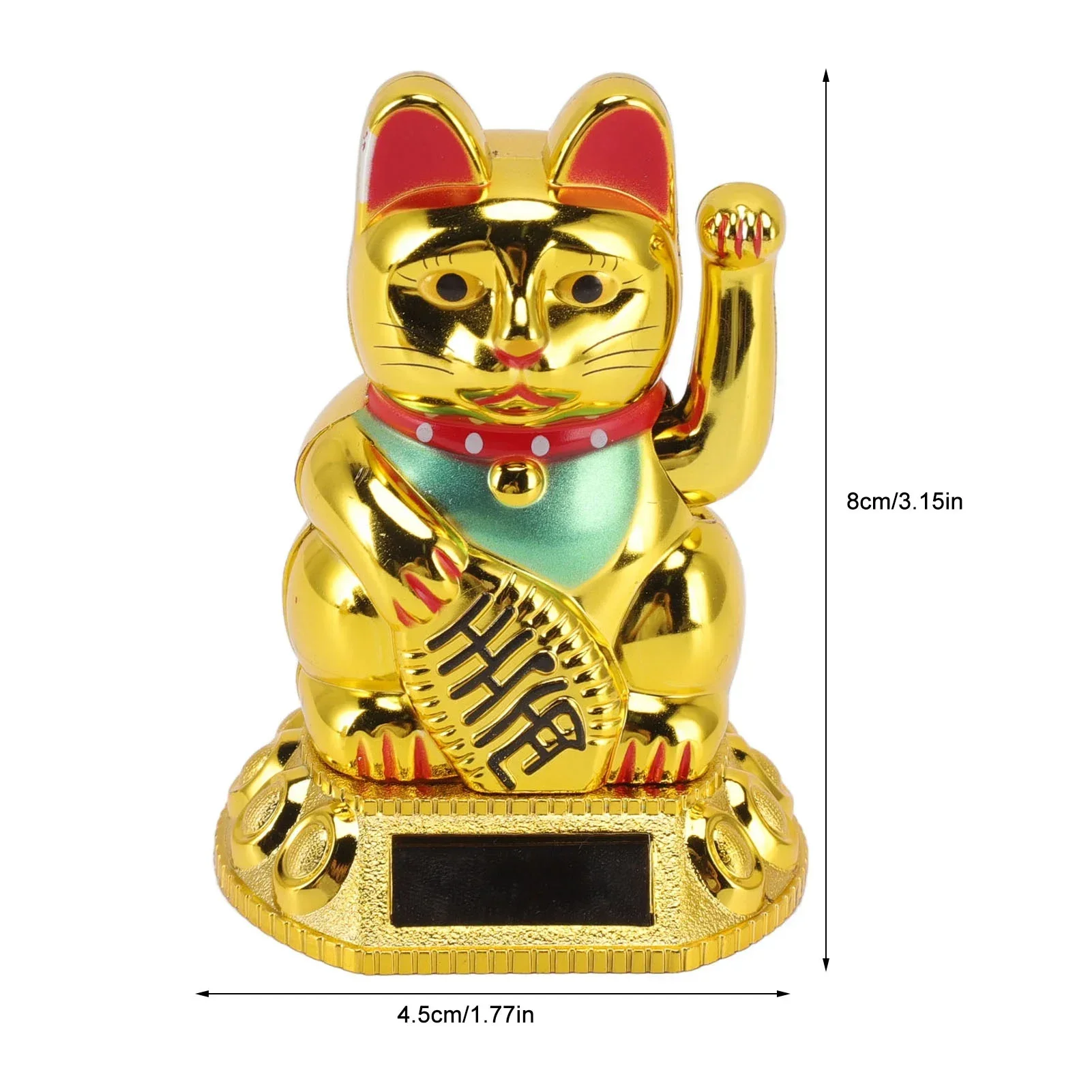 Chinese Lucky Cat Decoration Figurine Gold White Waving Arm Solar Light Induction Animal Statue Home Car Ornaments 6