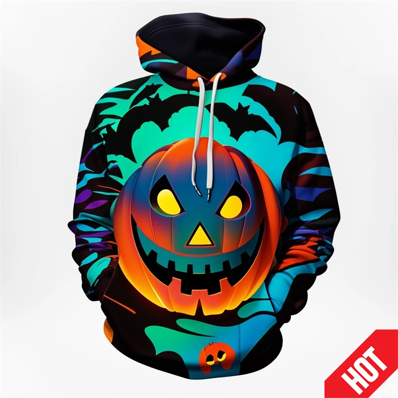 Sudadera con capucha con diseño de calabaza de moda de Halloween con estampado 3D para hombres y mujeres, sudadera divertida de terror, sudaderas con capucha de hip hop, sudadera con capucha genial pa