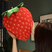 Cuddly Strawberry Plush Pillow Soft Toy Simulation Fruit Toy Stuffed Fruit Plushies Snuggly Pillow Birthday Gift for Kid & Adult 1