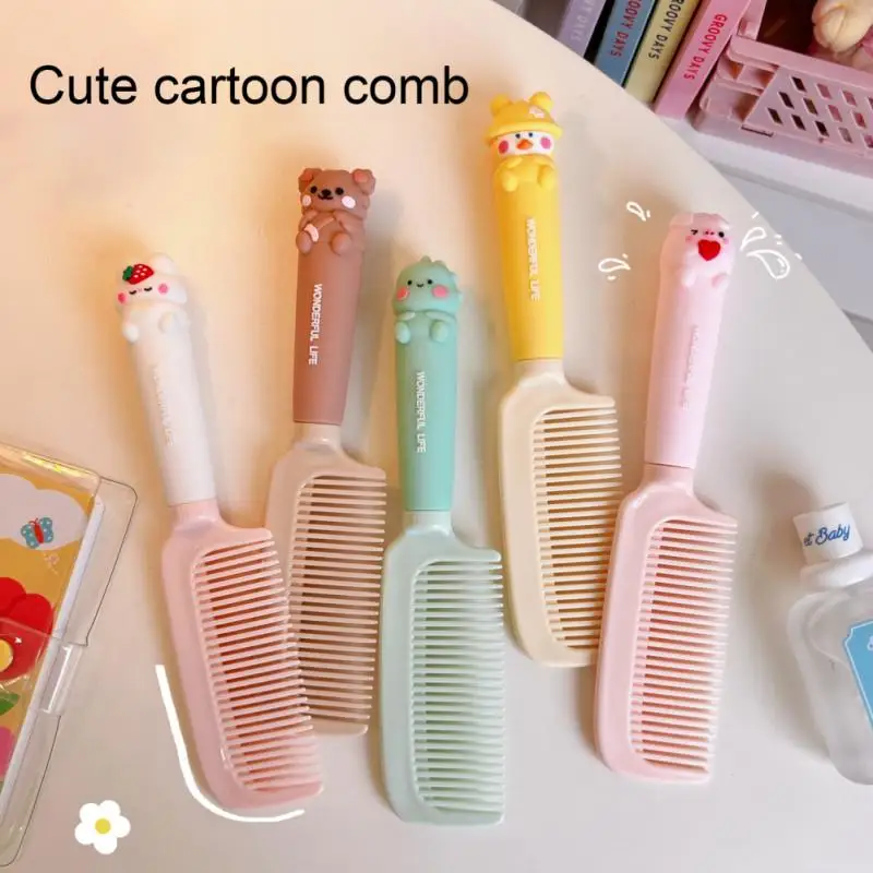

Cute Cartoon Baby Hair Brush Milk Tea Color Comb Kawaii Bear Bunny Soft Handle Resin Comb for Little Girl Hair Accessories
