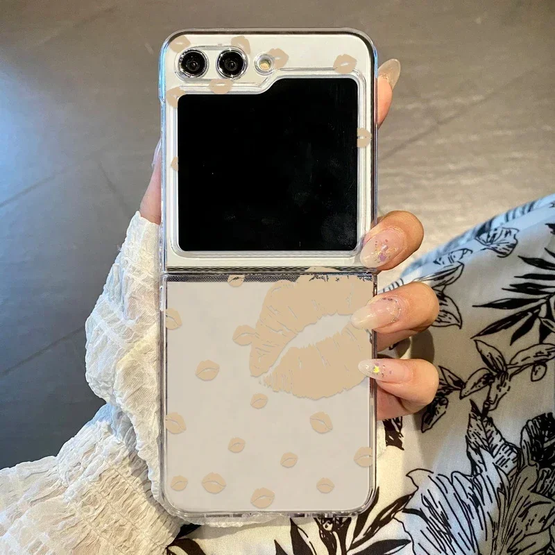 Solid Color Lip Print Shockproof Transparent Phone Case