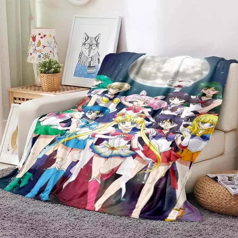 Anime Kawaii Sailor Moon Home Cartoon Printed Blanket Picnic Blanket Warm Flannel Soft and Comfortable Home Travel Birthday Gift 6