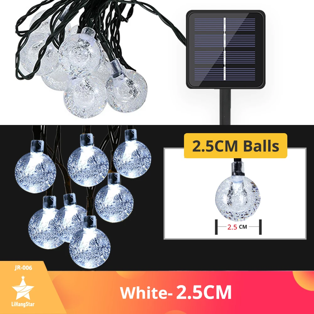 solar lighting system Solar String Lights Outdoor LED Crystal Ball Lights 8 Patterns Waterproof String Lights Fairy Lights Garden Christmas Decoration solar garden lights decorative Solar Lamps