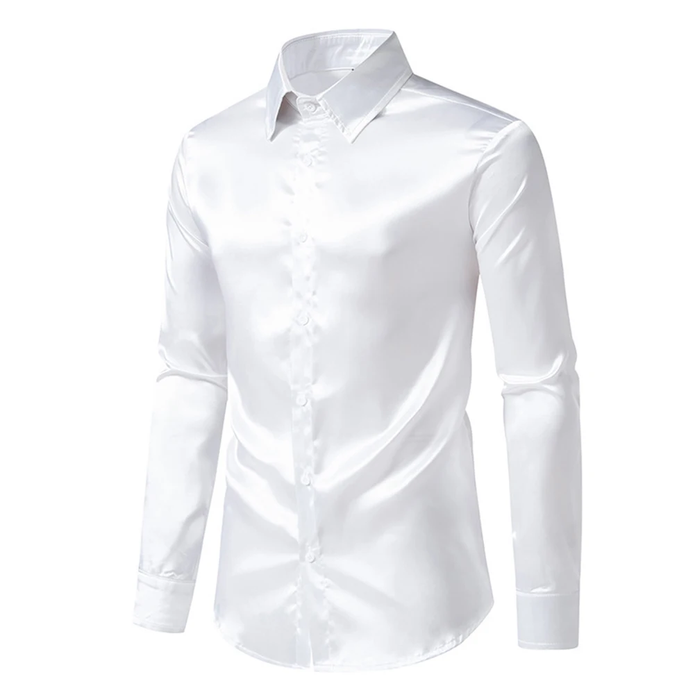 

Satin Silk Button Down Shirt for Men Slim Fit Long Sleeve Ideal for Parties and Special Occasions (101 characters)