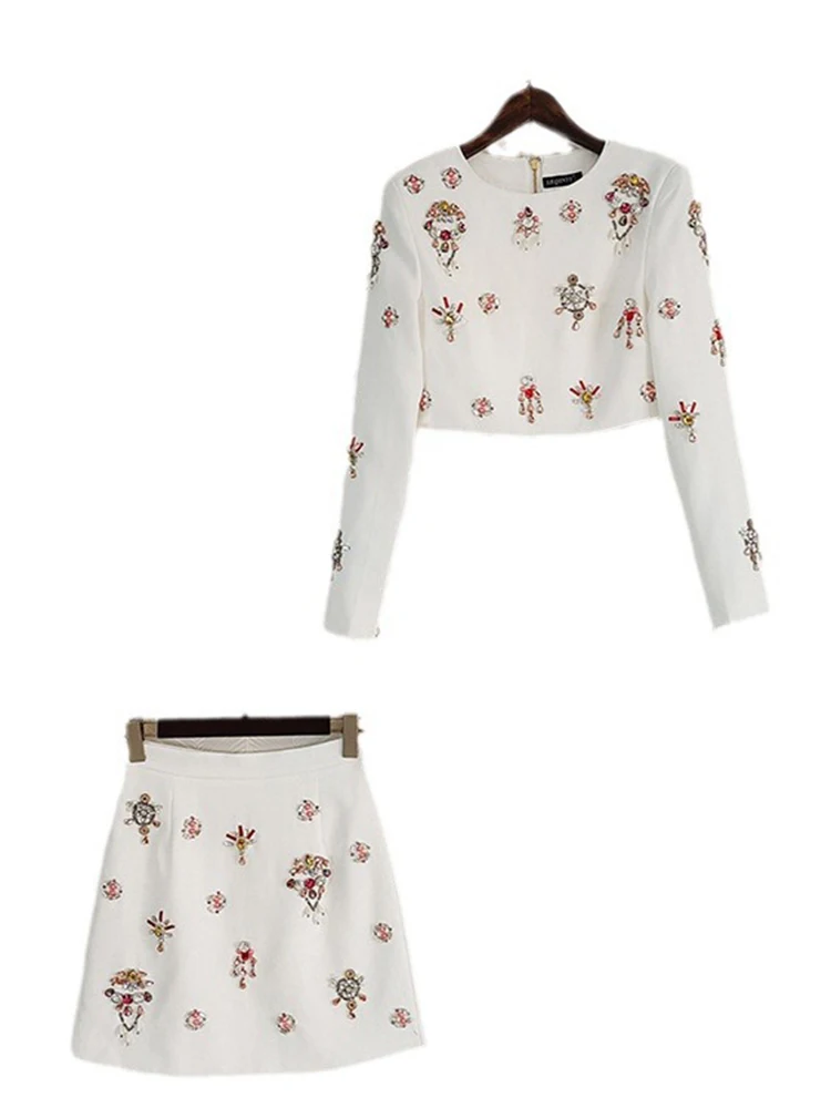 Iqj-مجموعات تصميم الماس بلصق أحادي اللون للنساء ، رقبة مستديرة ، أكمام طويلة ، معطف قصير ، تنورات عالية الخصر ، أنثى ، ربيع ، 36A130 5 Iqj-مجموعات تصميم الماس بلصق أحادي اللون للنساء ، رقبة مستديرة ، أكمام طويلة ، معطف قصير ، تنورات عالية الخصر ، أنثى ، ربيع ، 36A130 5