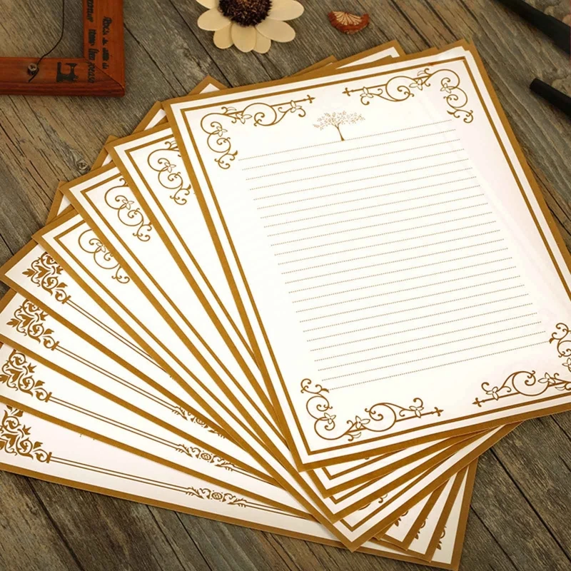 8 Pieces Letter Writing Papers Lined Vintage Letter Papers Stationery Set Printable Mail Papers for Adult Office School