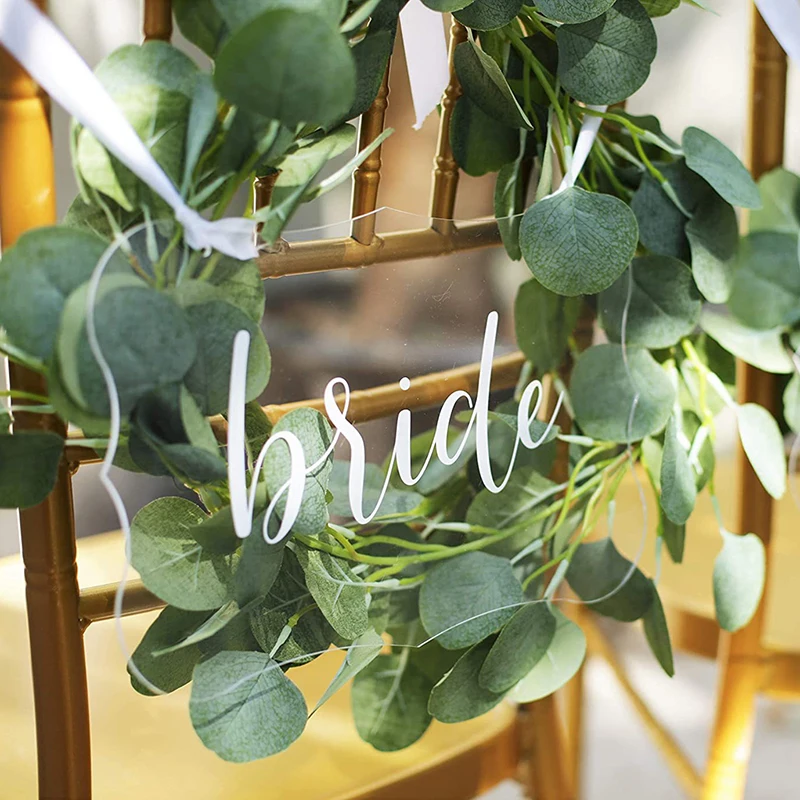 2PCS Clear Table Chair Sign DIY Wedding Pendant Acrylic Plate Transparent Wedding Hanging Sign for Home Party Decoration
