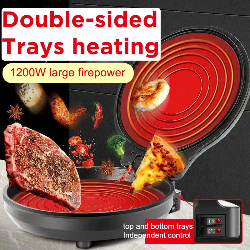 110V/220V Electric Pancake Maker Double-sided Heating Pizza Griddle crepe pan roti  Appliances for the kitchen Cooking utensils 2