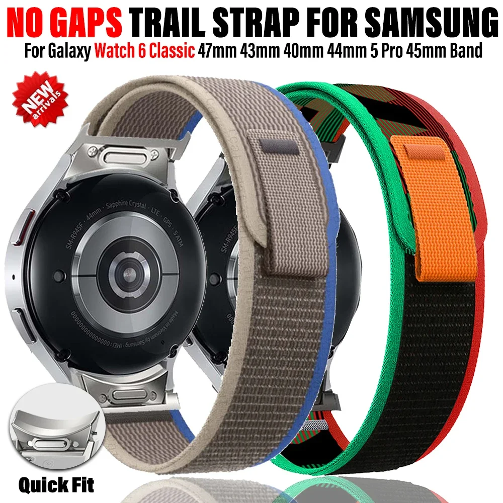 

Trail Loop Strap for samsung Galaxy Watch 6 4 Classic 43 47mm 42 46mm 6/5/4 40 44mm for 5 Pro 45mm Quick Fit No Gaps Nylon Band