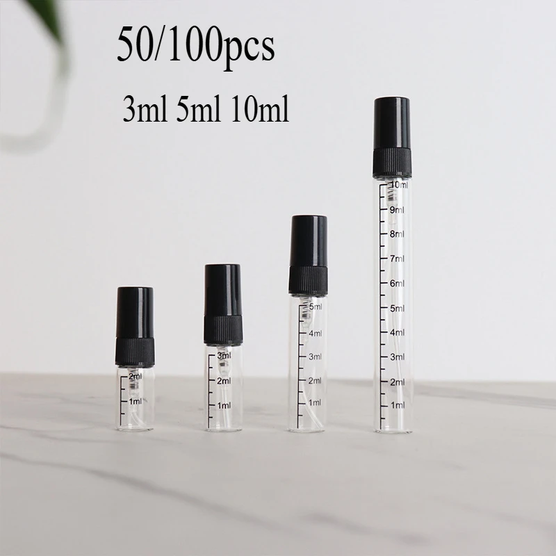 Spray bottle 50/100pcs 3/5/10ML glass spray bottle with scale travel bottle perfume dispenser for scent liquid sample DIY spraying