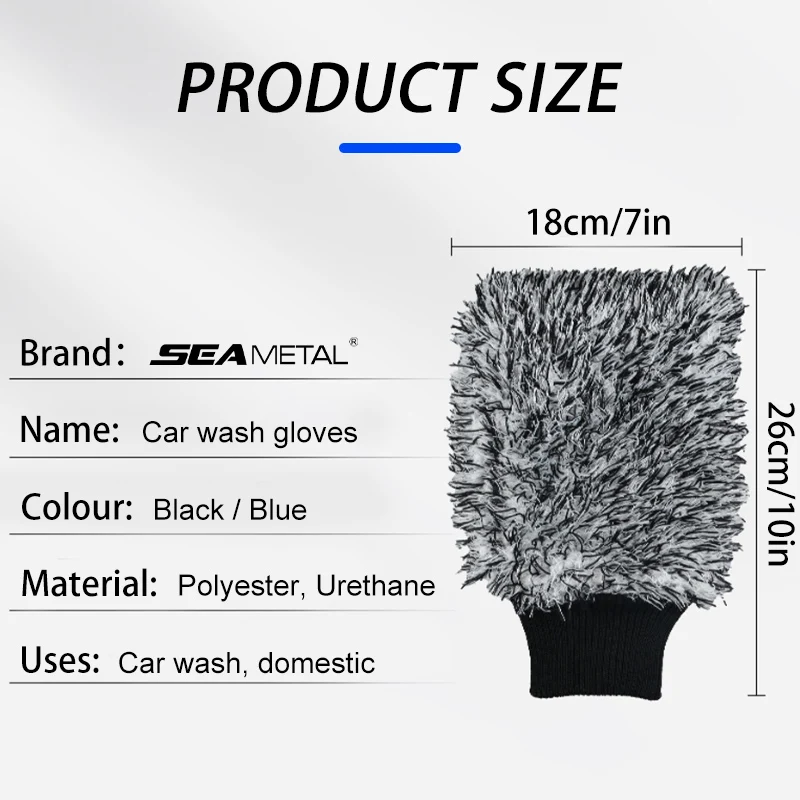 Car Wash Microfiber Chenille Gloves Thick Car Cleaning Mitt Wax Detailing Waterproof Brush Auto Care Double-faced Glove SEAMETAL microfiber car mitt car cleaning gloves microfiber cleaning gloves microfiber washing gloves microfiber gloves