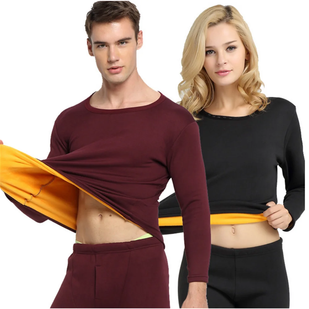 Winter Thermal Underwear Set Men Women Long Johns Sets Fleece Keep Warm In Cold Weather Size L To 6XL Long Underwewear Clothes