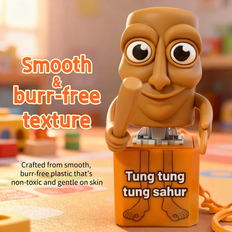 발광 텅 텅 텅 사후르 키체인 나무 막대 인형 버튼 키체인 펜던트 애니메이션 주변 장식 어린이 생일 선물 장난감