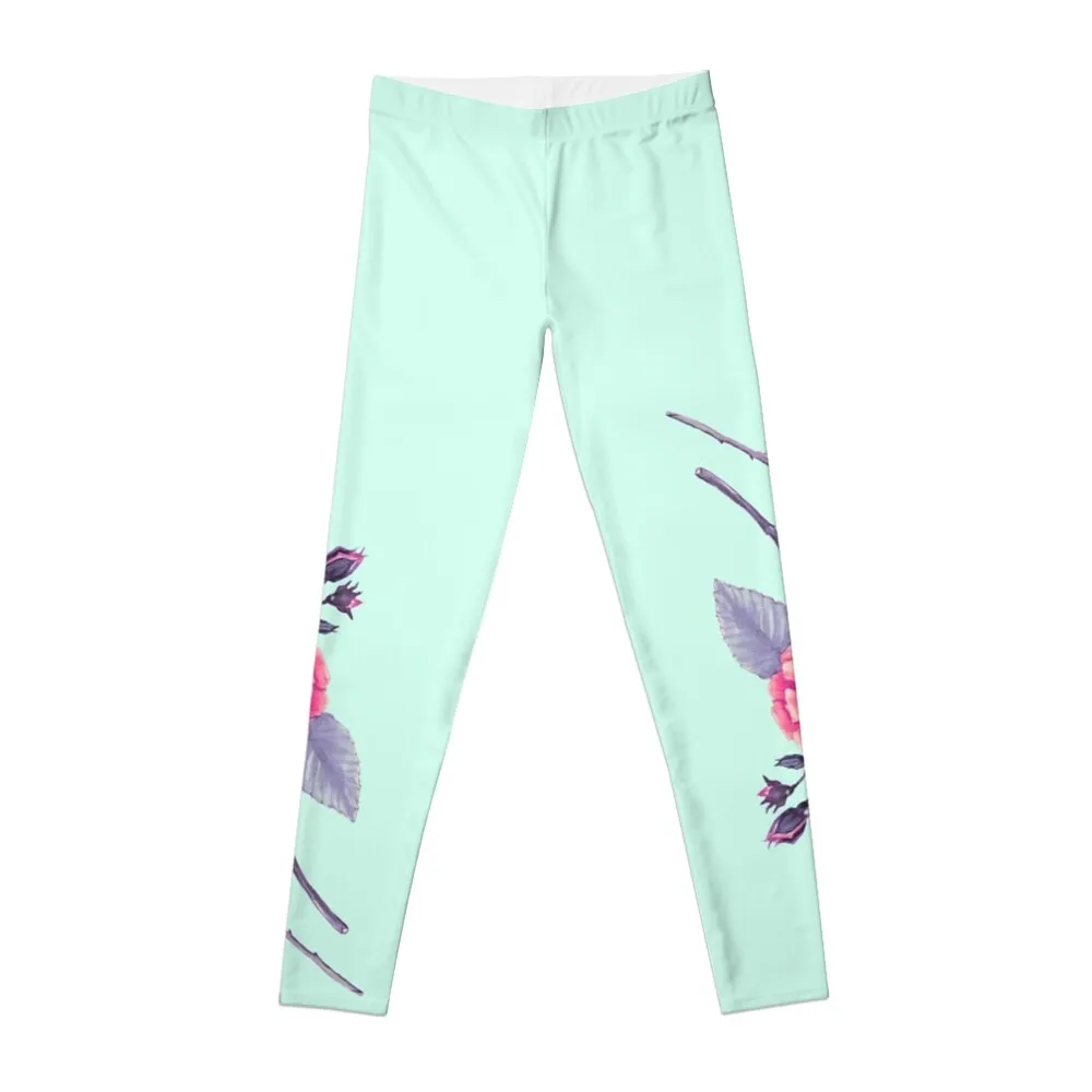 

Rose, Soft Peach on Mint Leggings sportswear woman gym 2024 push up fitness Sweatpants Women's push up Womens Leggings