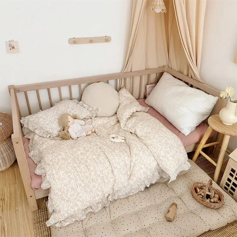 Woodland Nursery Bedding Set Cotton Muslin Duvet Cover Set Forest Theme Duvet Cover and Pillowcase for Childrens