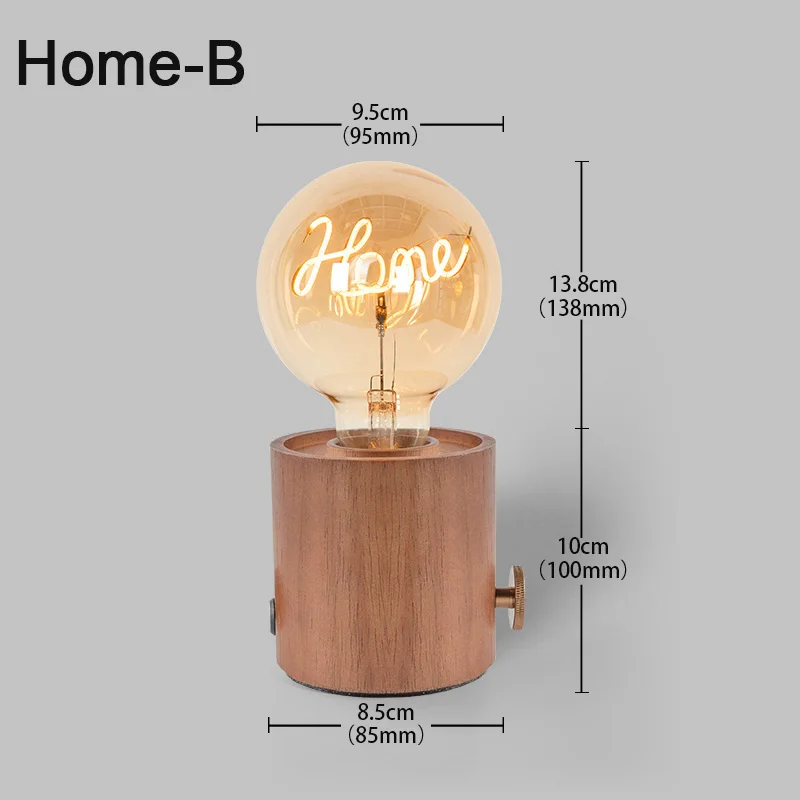 Table Lamp - Vintage Wood E27 Night Light