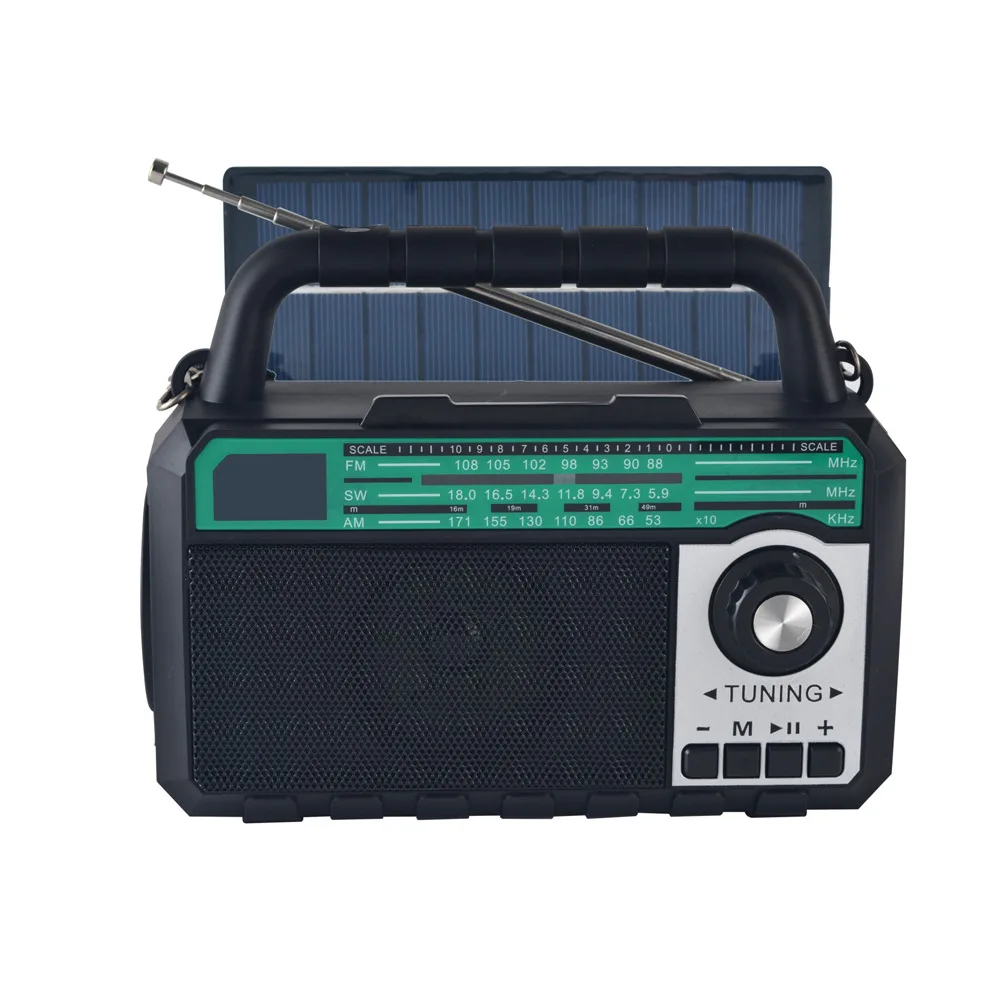 FP-289-S Nieuwe Handheld Solar Radio Telefoon Stand Usb Oplaadbare Multi-Band Radio Met Zonnepaneel Bluetooth Afspelen