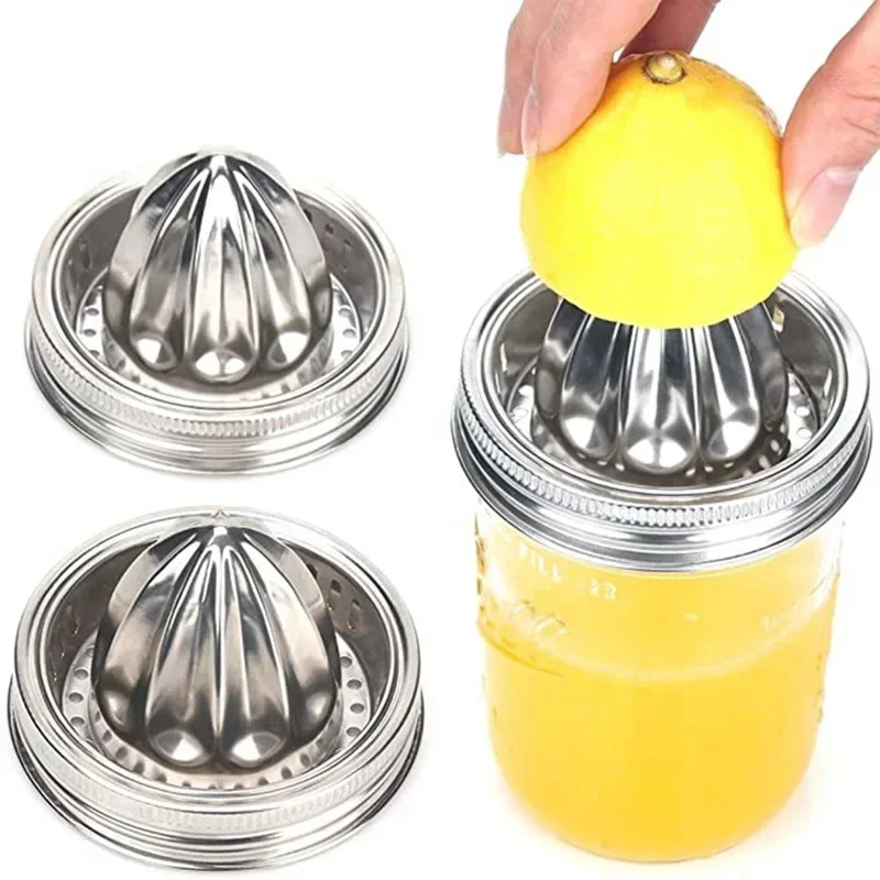 Fruit Juicer Lemon Squeezer Juice Accessories 1pc Stainless Steel Citrus Juicer Cover For Mason Jar, Wide Mouth, MetalJuicing Tool, Kitchen Supplies