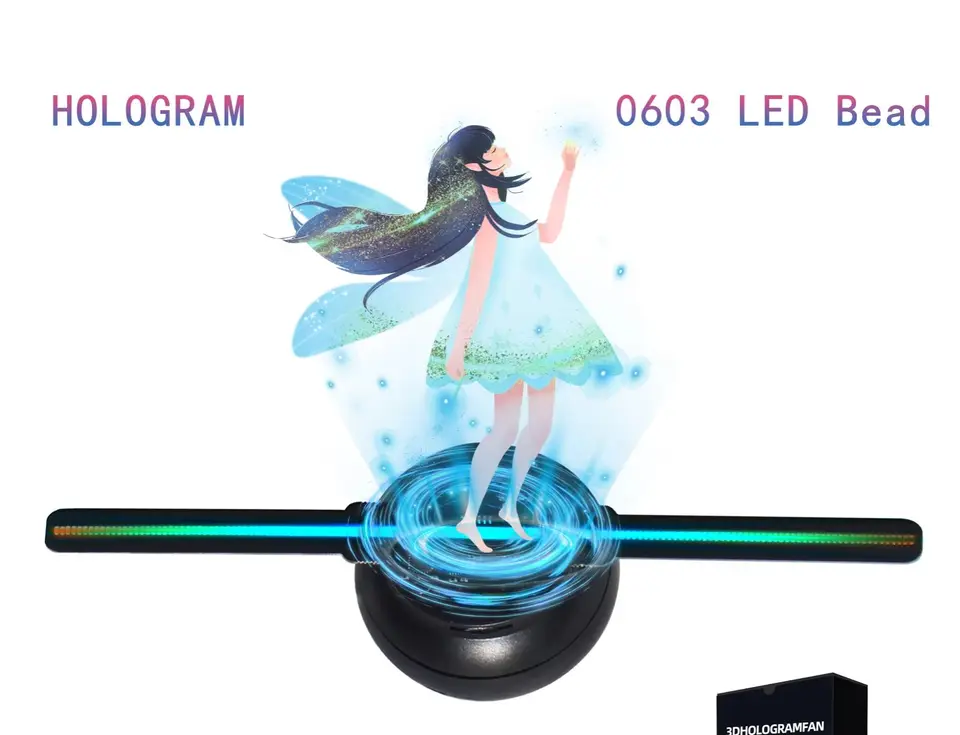 ホログラム3Dミニプロジェクター,広告ロゴ,LEDサイン,ホログラフィックランプ,家の装飾 - AliExpress 39 14cm透明LEDディスプレイミニ3Dホログラムファンプロジェクターハロウィンクリスマスホログラフィックディスプレイ 低遅延