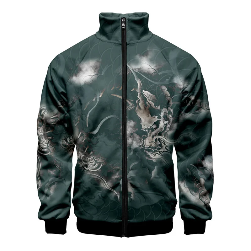 thumbnail image 1 of Chaqueta con estampado 3D de Kirin, mito chino, para hombre, abrigo con estampado de animales de gran tamaño, estilo urbano, para primavera y otoño, chaquetas con cremallera, 1 of 5