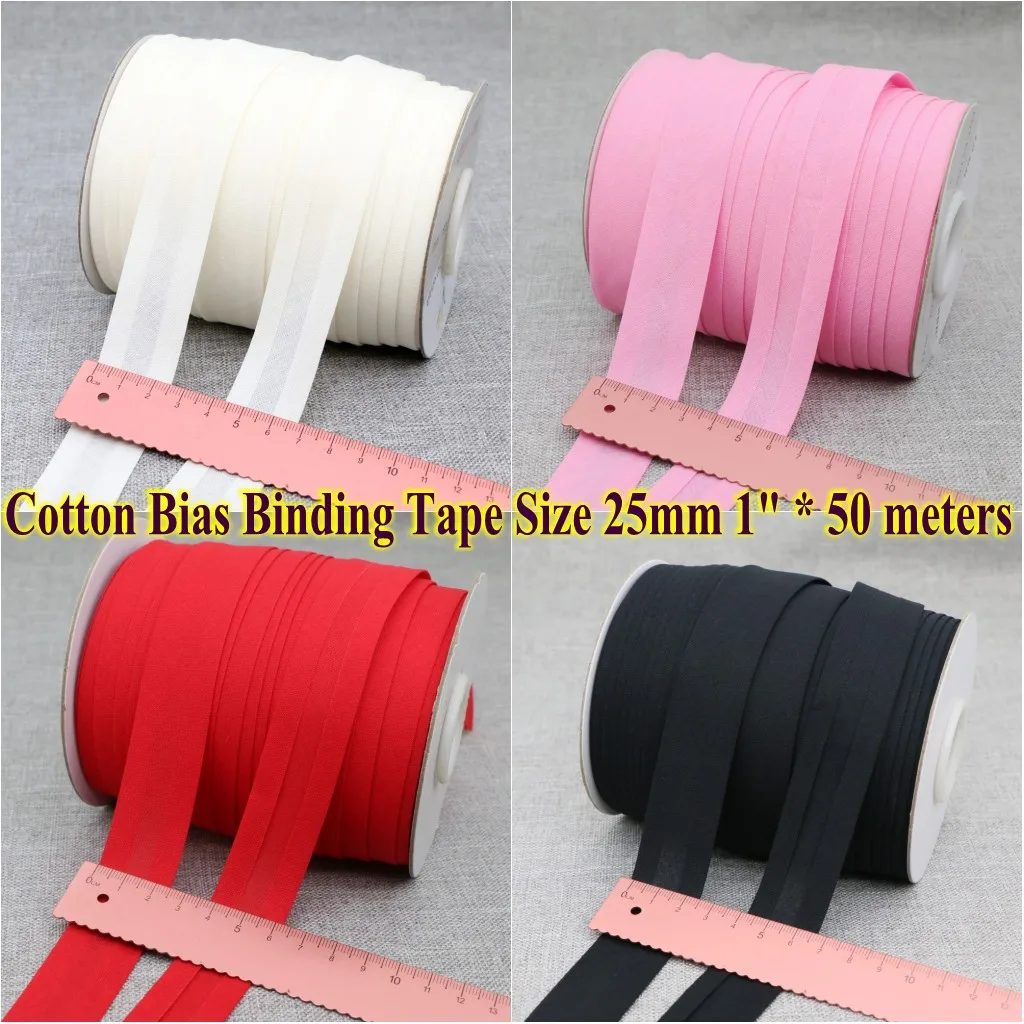 FREE SHIPPING 100 Cotton Bias tape, bias binding tape size 25mm