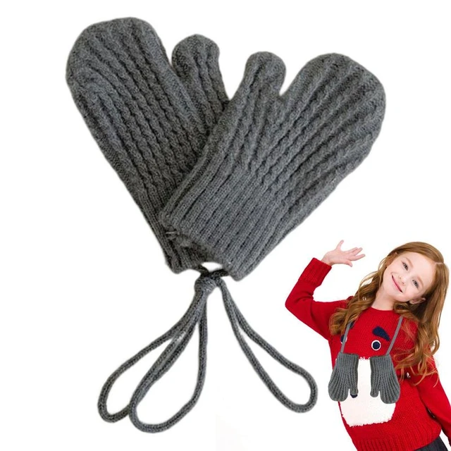 Kids Mittens Winter Children's Warm Gloves With String Kid's