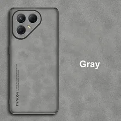 Luxury PU Leather Phone Case with Silicone Full Protection - Enhanced Back Cover Coque for Tecno Pova 7 4G (GRAY)