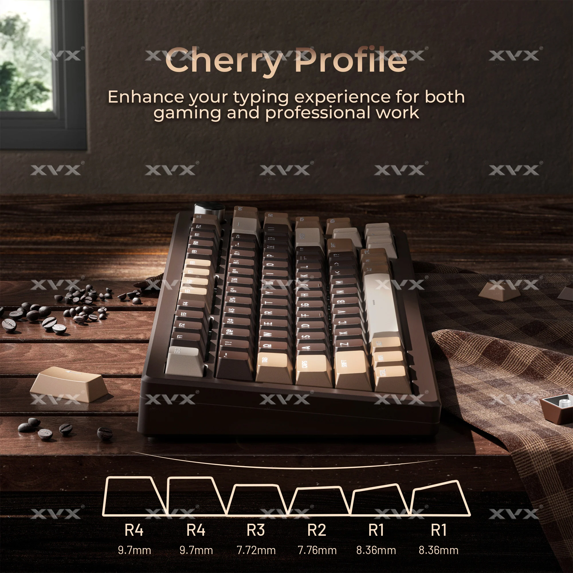 XVX Shine Through Brown PBT Keycaps Cherry Profile Chocolate Style