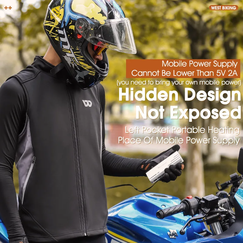 WEST BIKING Heated Vest Jackets Men Women Sports Thermal Cycling Vest Body Warmer Coat USB Electric Heated Clothing Warm Winter