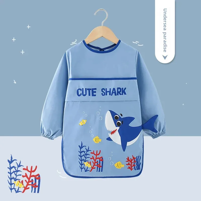 Waterproof Baby Bibs for Eating And Drawing Anti-Dirty Children Cover up Summer Nursery Baby Food Tray Toddler Feeding Apron