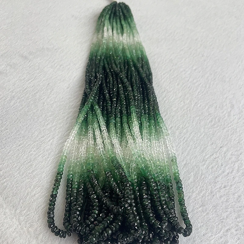 

AAAAA Natural 3-4mm Rare Emerald Sapphire Faceted Rondelle Loose Beads Jewelry DIY Necklace