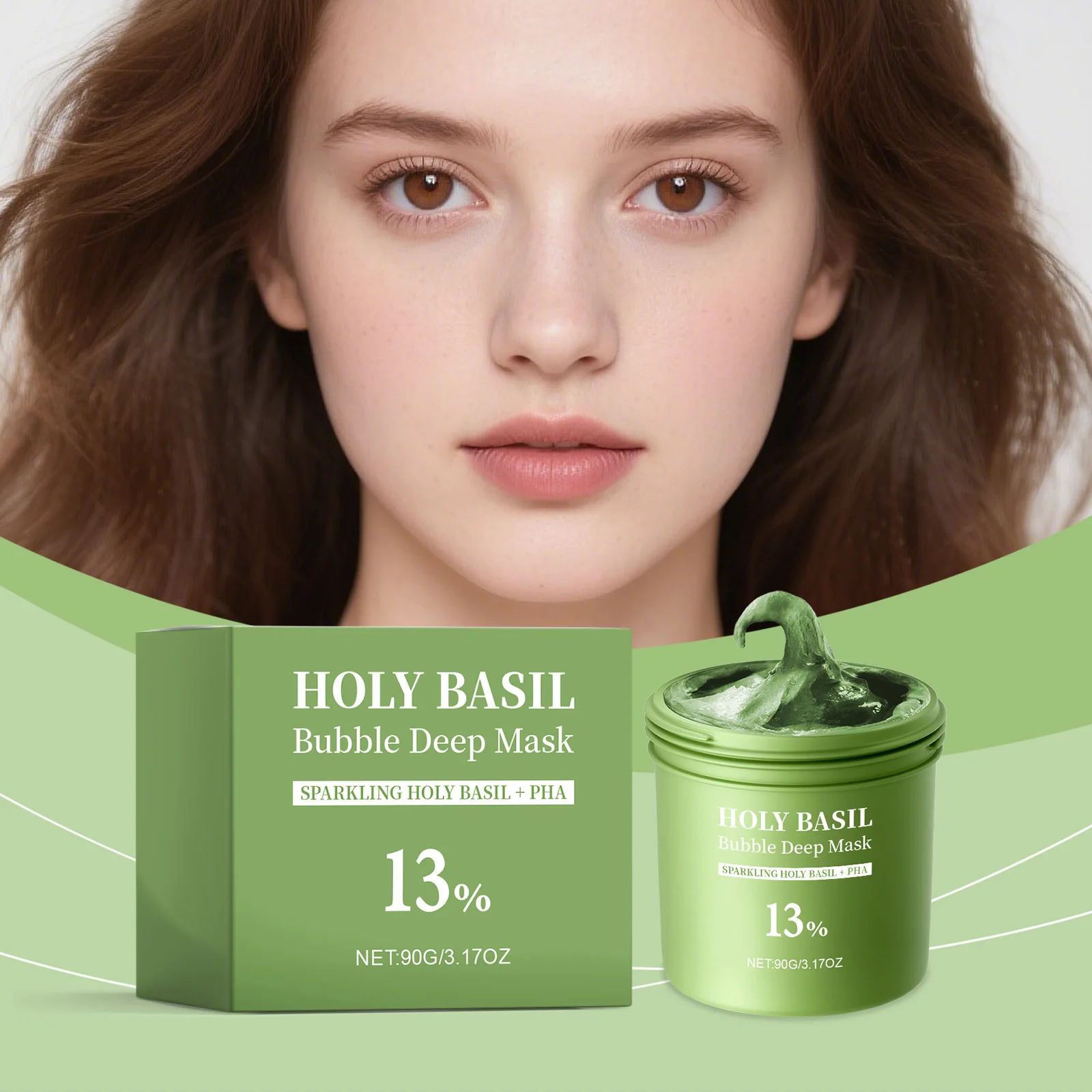 Basil Bubble Cleansing Mask Reduce Blackheads Purify Skin Oil Control Gentle Exfoliate Remove Pores Dirt Moisturizes Mud Mask