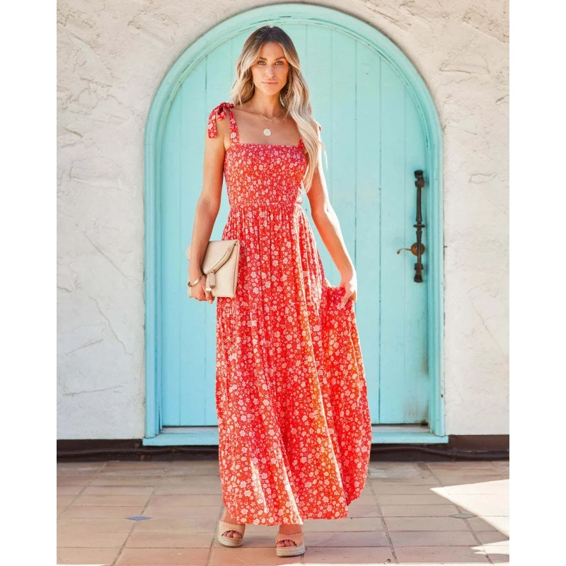 

Summer New Women's Bohemian Strap Floral Dress