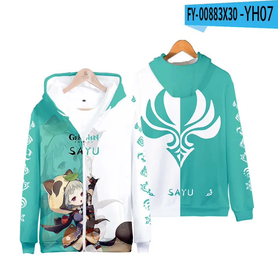 

New 3D Genshin Impact Zipper Hoodie Cosplay Costume Mona Kaeya Klee Diluc Venti Paimon Zhongli Keqing Ganyu Unisex Sweatshirt