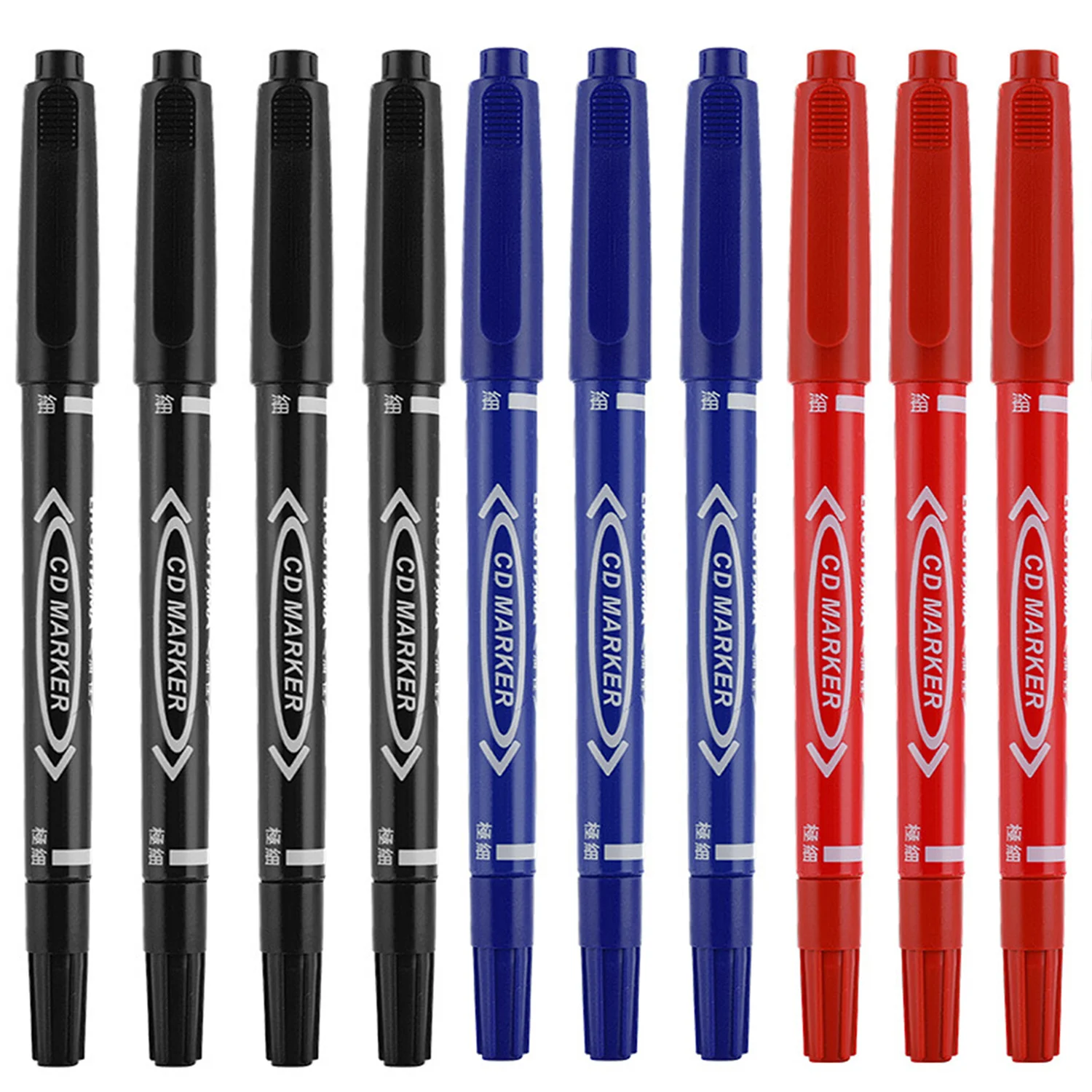 

Oil-Based Paint Marker, Dual Tip 1.0mm Medium Point and 0.5mm Fine Tip, Black Red Blue Ink, Pack of 10, Permanent Marker