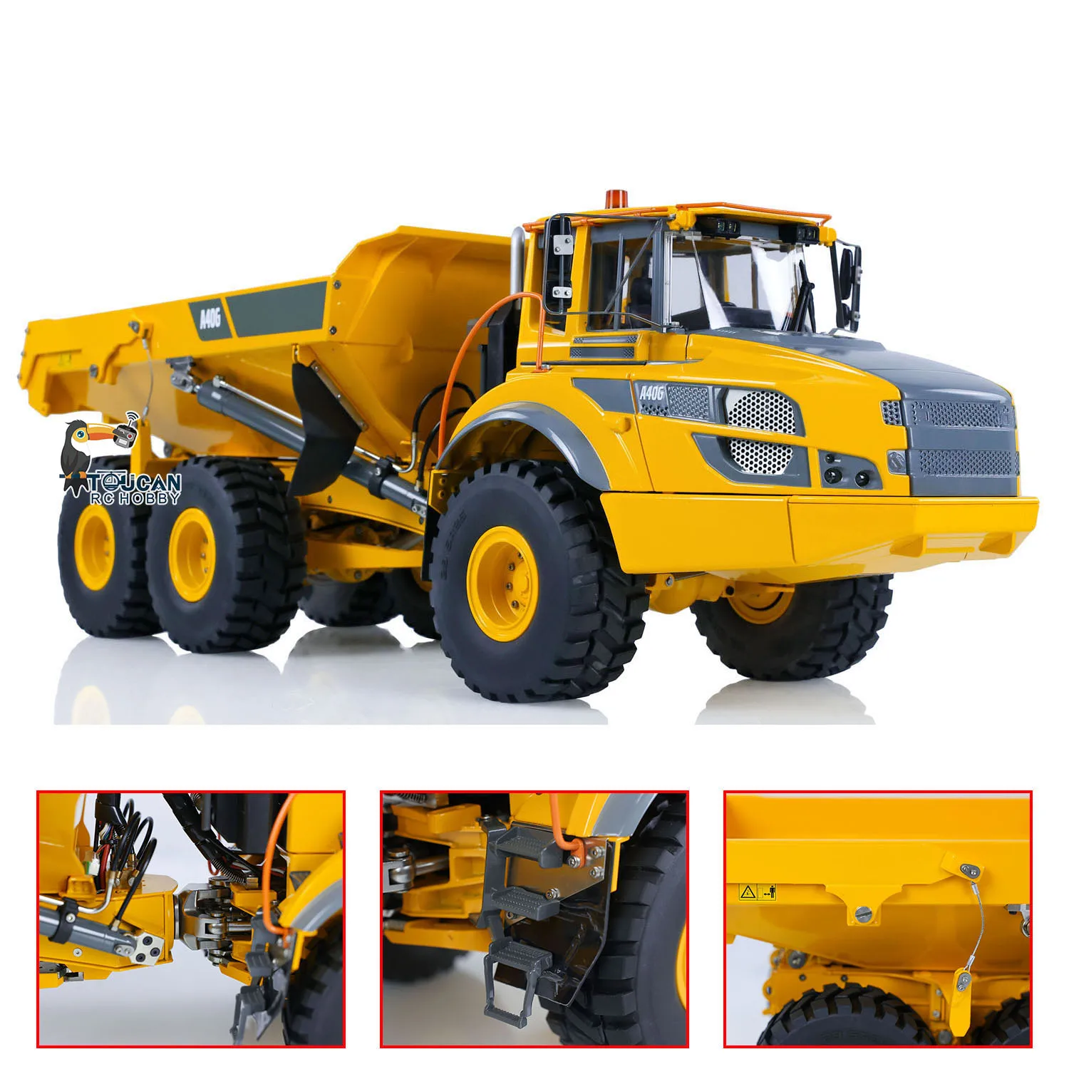RTR 1/16 A40G RC Hydraulic Articulated Truck Light Sound Double E Toy Metal Radio Control Dumper Truck Car Tipper Gift TH23143 3