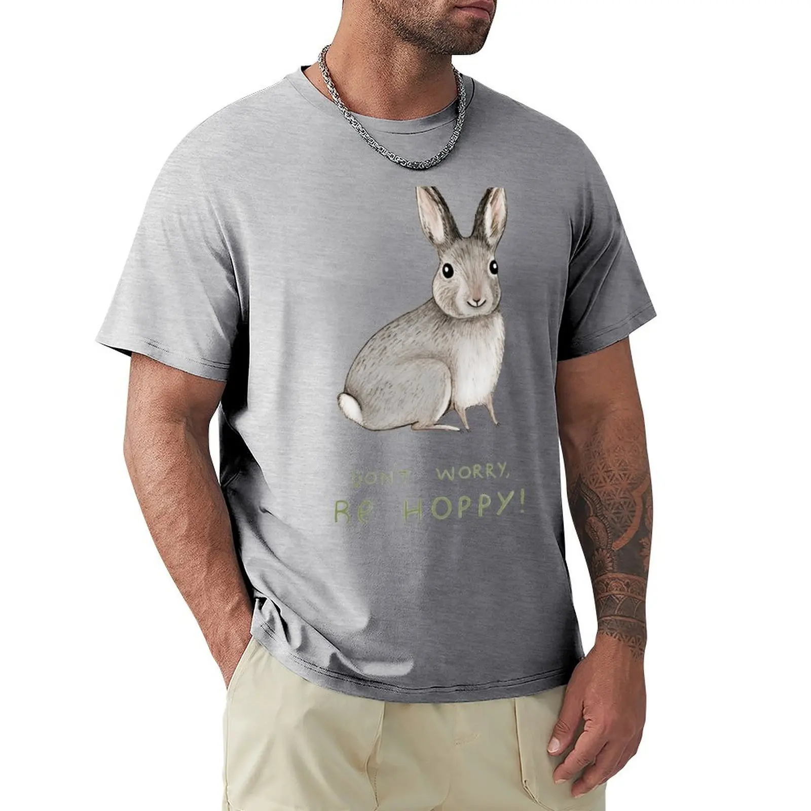 

Don't Worry, Be Hoppy! T-shirt blacks Short sleeve tee men t shirt