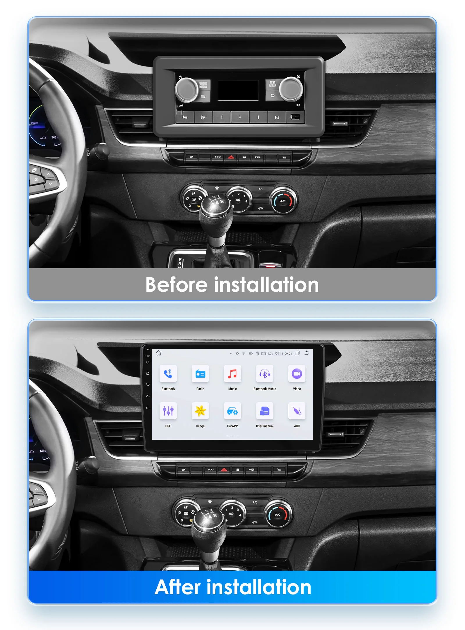 10,1" Hizpo 2Din Android Auto Autoradio für Renault Kangoo 2019-2025 UIS7862 Steuergerät GPS RDSP DSP SWC BT 4G WiFi 360 ° CAM – Detail 4