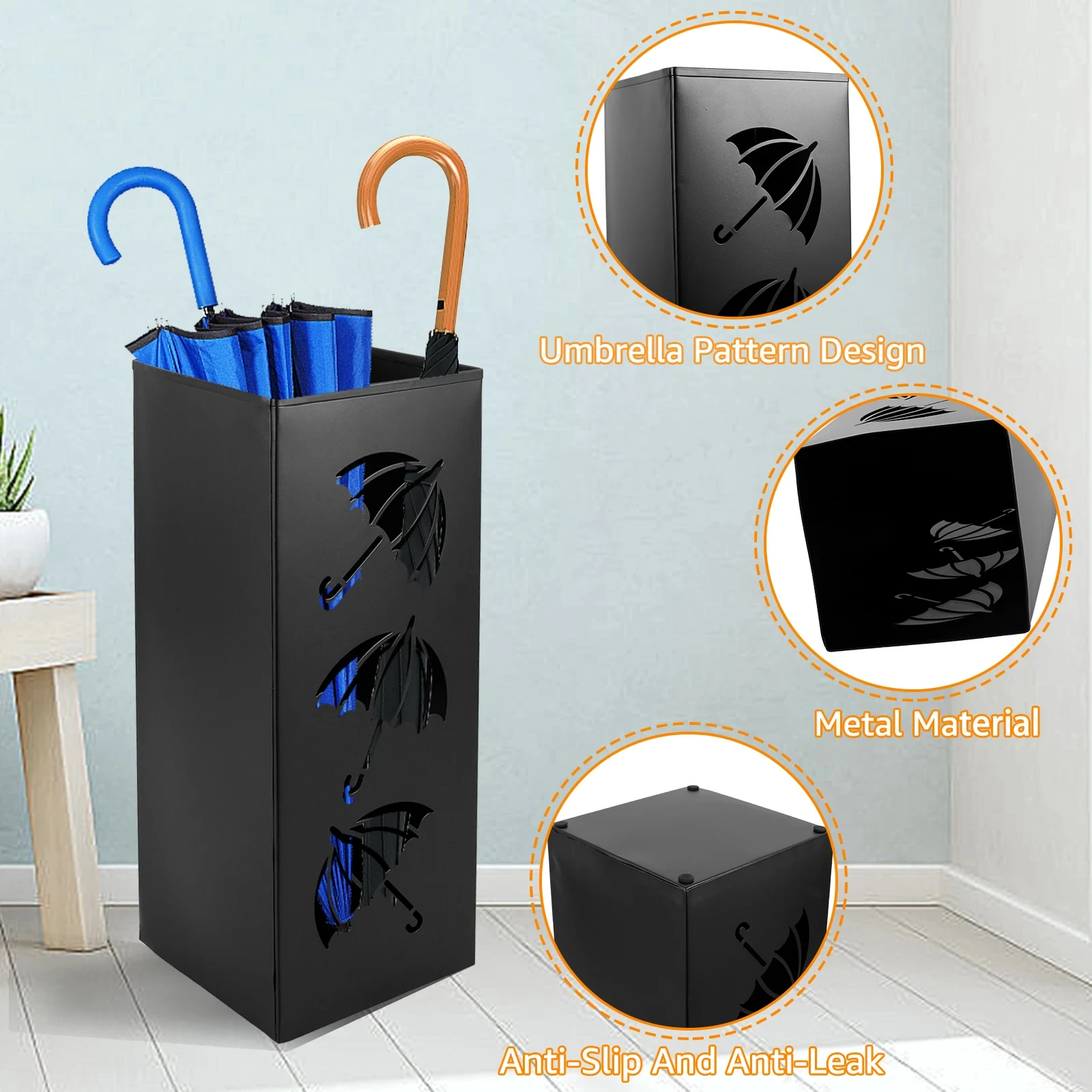 New Metal Umbrella Holder Free Standing Umbrella Stand Rack Decorative Holder Bin Multipurpose Walking Sticks,umbrella holder,umbrella storage rack