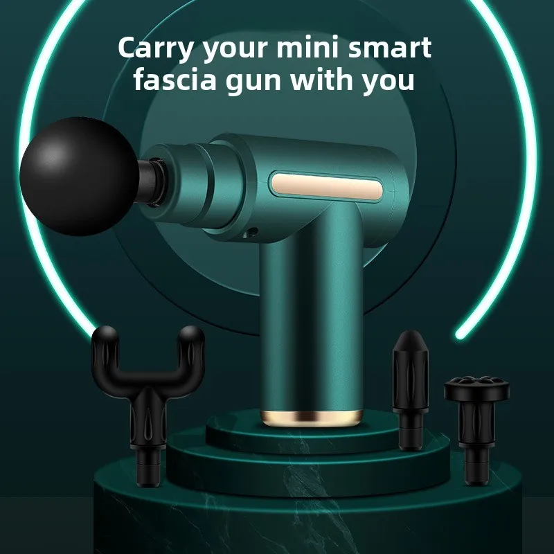 Deep Muscle Relaxation Massager Mini Portable Exercise Fitness Fascia Gun 4Massage Head Applicable Neck Waist Legs Relieve Pain