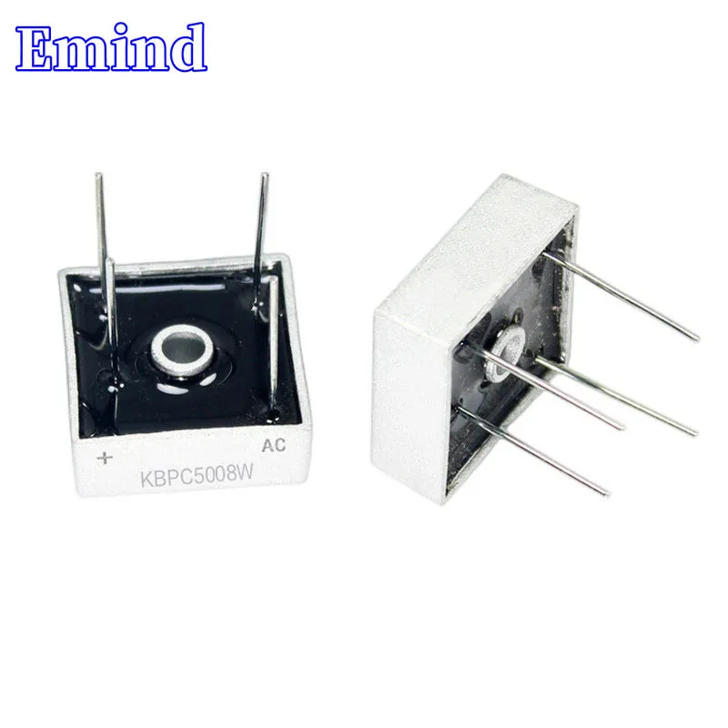 

3/10/20/50/100Pcs KBPC5008W Bridge Rectifier DIP-4 Square Bridge 50A/800V GBU Footprint Bridge Stack Cutable Feet