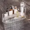 Glacier Pattern Bathroom Shelf Suction Cup Wall Mount Corner Storage Shelves Shampoo Holder Cosmetic Rack Shower Drain Basket Ba 4