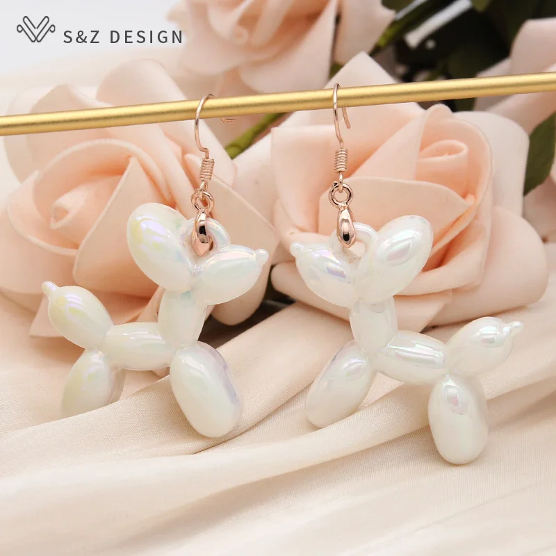 Balloon Dog Earrings Shrink Plastic Earrings Handmade Jewelry